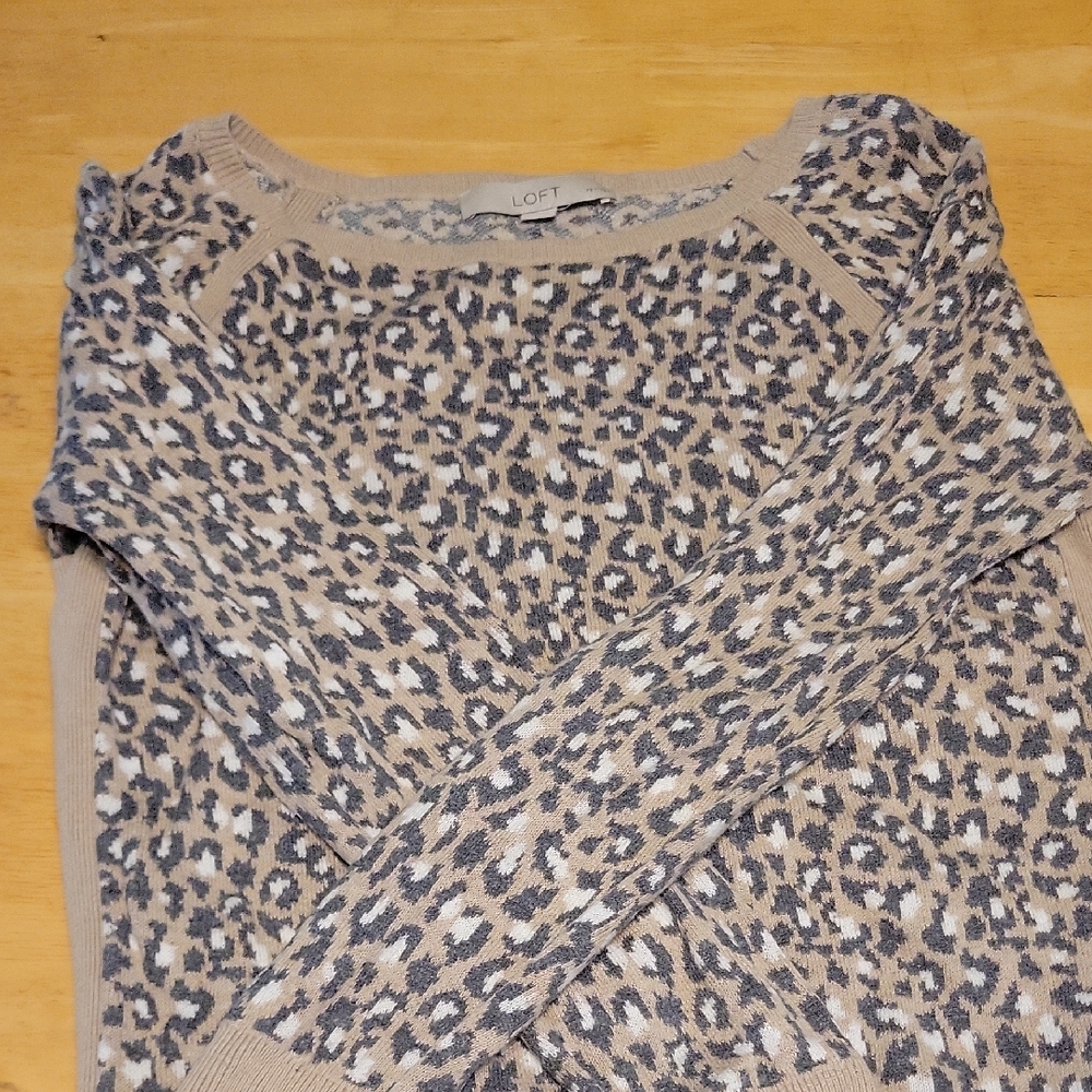 LOFT Animal Print Sweatshirt - Tan and Gray